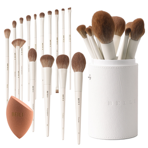 Custom Logo Vegan Synthetic Hair 15pcs Beige Makeup Brushes Set