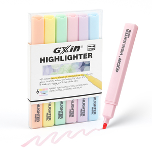Pastel Color Water Based Fluorescent Highlighter Pen Set