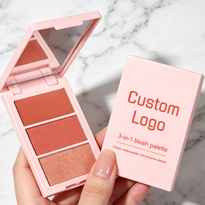 Maquillaje Rubor Crema Multi Texture Waterproof Custom Logo Private Label OEM ODM 3 in 1 Blush Palette
